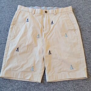 Brooks Brothers‎ Shorts Men's Size 34 Khaki Nautical Sailboat All Over Print AOP